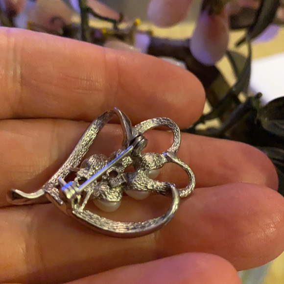 Vintage 925 pearl diamond brooch - Picture 5 of 5